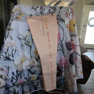 Skinnygirl Light Pink Ankle Pants with Multicolor Stripe